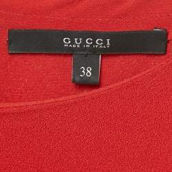 مملوكة مسبقًا Gucci Red Crepe Belted Short Dress S