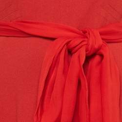 مملوكة مسبقًا Gucci Red Crepe Belted Short Dress S