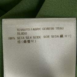 Pre Owned فستان غوتشي ماكسي حرير أخضر نعناعي بأكمام طويلة مزين عند الرقبة مقاس صغير - سمول