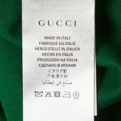 Pre Owned Gucci Green Floral Embroidery Jersey Pants XL