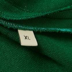 Pre Owned Gucci Green Floral Embroidery Jersey Pants XL