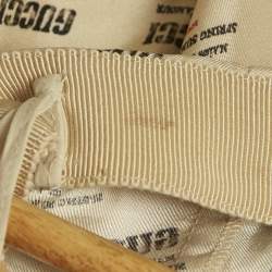 Pre Owned Gucci Beige Invite Stamp Print Silk Pleated Midi Skirt L