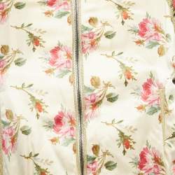 Pre Owned Gucci Beige Silk Guccification Bomber Jacket XS