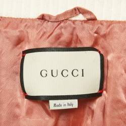 Pre Owned Gucci Beige Silk Guccification Bomber Jacket XS