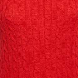 مملوكة مسبقًا سترة غوتشي حمراء مضلعة بحواف لامعة مزدوجة الرقبة مقاس متوسط (ميديوم)