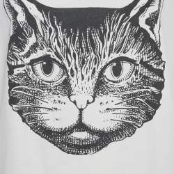 Pre Owned Gucci Garden White Cat Print Cotton Crewneck T-Shirt L 