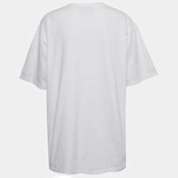 Pre Owned Gucci White Logo Print Cotton Crewneck T-Shirt XXL