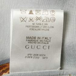 Pre Owned Gucci Blue Shell Print Silk Button Front Shirt S