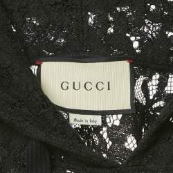 مملوكة مسبقًا سويتشرت بغطاء رأس غوتشي دانتيل أسود تفاصيل ترتر "المستقبل الحديث" مقاس صغير - سمول