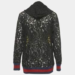 مملوكة مسبقًا سويتشرت بغطاء رأس غوتشي دانتيل أسود تفاصيل ترتر "المستقبل الحديث" مقاس صغير - سمول