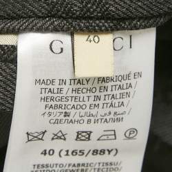 Pre Owned Gucci Grey GG Jacquard Double Breasted Blazer S