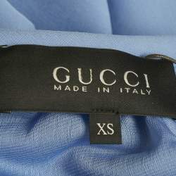Pre Owned Gucci Blue Jersey Neck Detail Short Dress XS