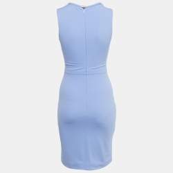 Pre Owned Gucci Blue Jersey Neck Detail Short Dress XS