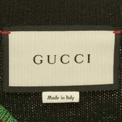 Pre Owned Gucci Black Wool & Lamé  Web Trim Detail Sweater L