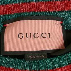 مملوكة مسبقًا Gucci Black /Red Ghost Diamond Print Silk & Lamé Web Trim Top S