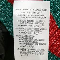 مملوكة مسبقًا Gucci Black /Red Ghost Diamond Print Silk & Lamé Web Trim Top S