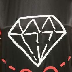 مملوكة مسبقًا Gucci Black /Red Ghost Diamond Print Silk & Lamé Web Trim Top S