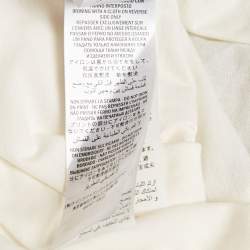 Pre Owned Gucci White Embellished Mystic Cat Applique Distressed Cotton T-Shirt S