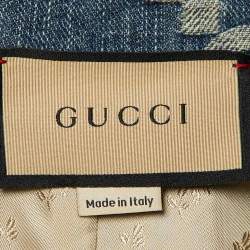 Pre Owned Gucci Blue GG Denim Patchwork Belted Jacket S
