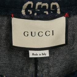 Pre Owned Gucci Navy Blue GG Supreme Monogram Jacquard Knit Trackpants XS