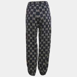 Pre Owned Gucci Navy Blue GG Supreme Monogram Jacquard Knit Trackpants XS