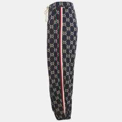 Pre Owned Gucci Navy Blue GG Supreme Monogram Jacquard Knit Trackpants XS