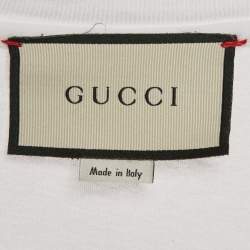 Pre Owned Gucci White GG Web Print Cotton Distressed T-Shirt S
