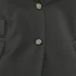 Pre Owned Gucci Equestrian Black Wool Leather Trim Single Breasted Blazer S