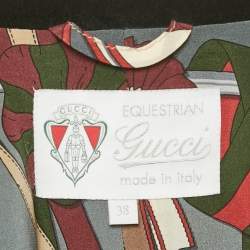 Pre Owned Gucci Equestrian Black Wool Leather Trim Single Breasted Blazer S