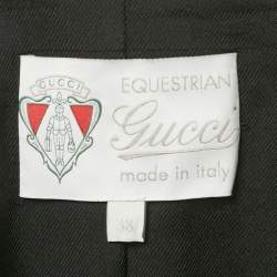 Pre Owned Gucci Equestrian Black Wool Web Trim Single Breasted Blazer S  