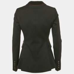 Pre Owned Gucci Equestrian Black Wool Web Trim Single Breasted Blazer S  