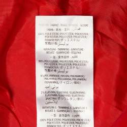 Pre Owned Gucci Red Mesh Magnetismo Stripe Trimmed Zip Front Hooded Jacket XS