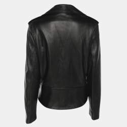 Pre Owned Gucci Black Leather Biker Jacket S