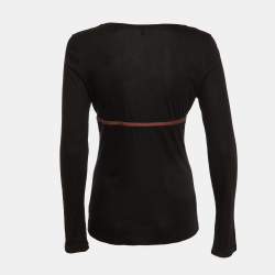 Pre Owned Gucci Black Modal Web Bow Detail Top L
