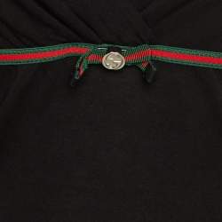 Pre Owned Gucci Black Modal Web Bow Detail Top L