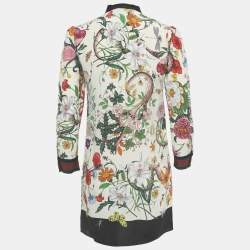 Pre Owned Gucci Multicolor Floral Print Silk Ruffled Mini Dress M