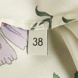 Pre Owned Gucci Multicolor Floral Print Silk Ruffled Mini Dress M