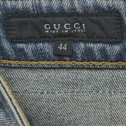 Pre Owned Gucci Blue Faded Denim Skinny Flare Jeans M Waist 32"