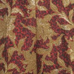 Pre Owned Gucci Red /Gold Floral Jacquard Culottes M