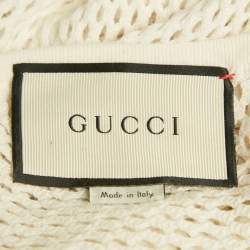 Pre Owned Gucci White Logo Print Mesh Tank Top M