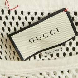 Pre Owned Gucci White Logo Print Mesh Tank Top M