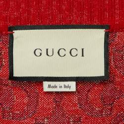 Pre Owned Gucci Blue/Red Horsebit Lurex Knit Button Front Cardigan L