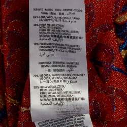 Pre Owned Gucci Blue/Red Horsebit Lurex Knit Button Front Cardigan L