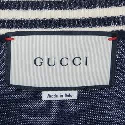 Pre Owned Gucci Navy Blue Wool Knit V-Neck Sweater S