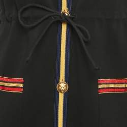 Pre Owned  Gucci Black Crepe StripeTrim Detail Mini Dress XS  