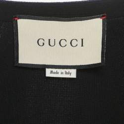 Pre Owned  Gucci Black Crepe StripeTrim Detail Mini Dress XS  