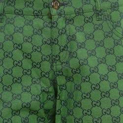 Pre Owned Gucci Green GG Jacquard Flared Jeans XXL Waist 36"