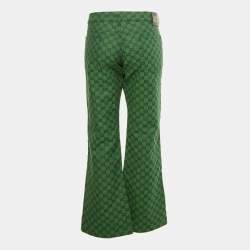 Pre Owned Gucci Green GG Jacquard Flared Jeans XXL Waist 36"