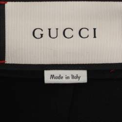Pre Owned Gucci Black Stretch Crepe Web Pants L