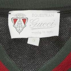 مملوكة مسبقًا قميص بولو غوچي جيرسي شعار أبليك باللون الأسود بأكمام طويلة مقاس صغير